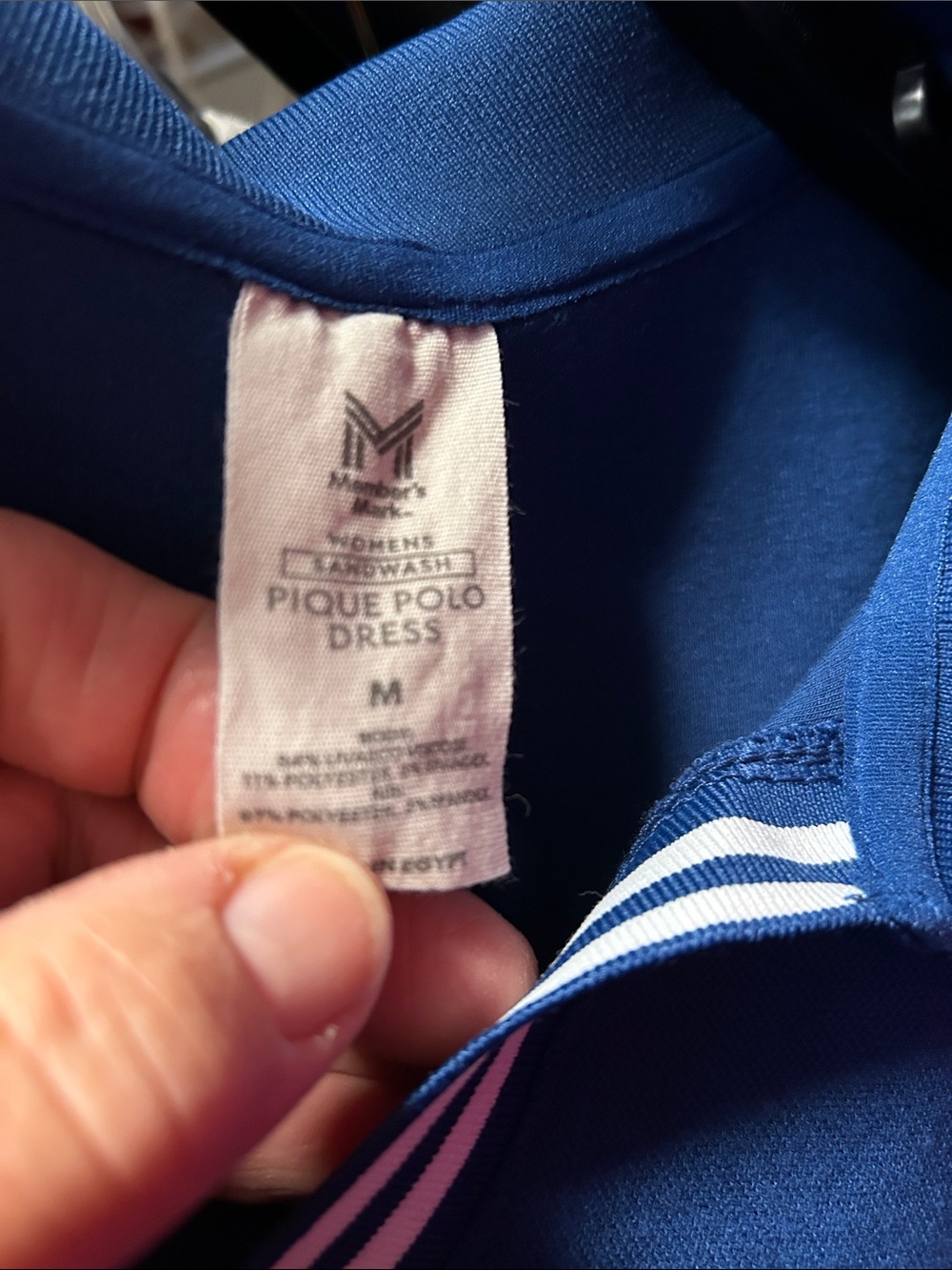 Members Mark  Women’s blue Polo Dress with White Trim